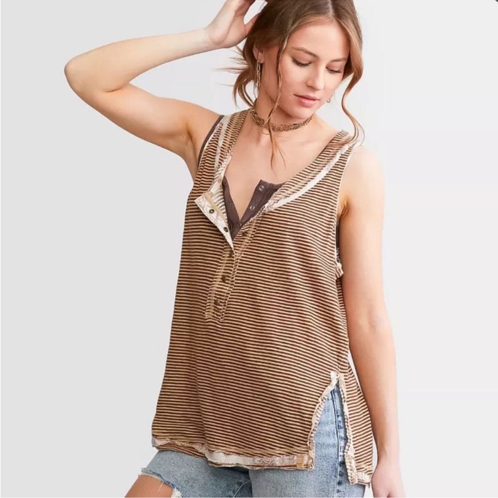 We the Free Free People NWOT Love Language Tank - oversized brown